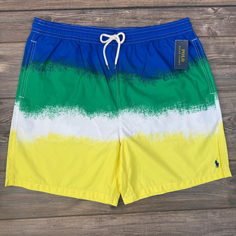 Polo‎ Ralph Lauren Mens Size XLT Swim Trunks Multi Color Ombre Tie Dye New